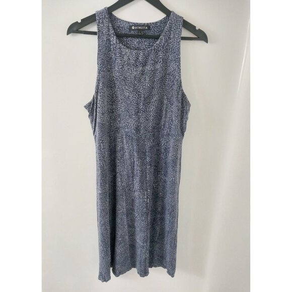 Athleta Dresses & Skirts - Athleta High Neck Santorini Sleeveless Dress Navy Print Sz L